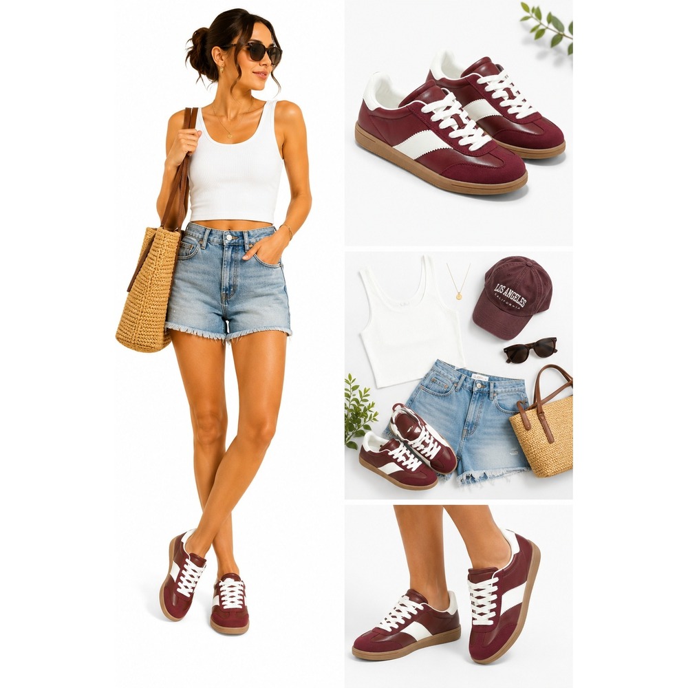 Women's Spencer Sneakers by Universal Thread Burgundy Size 6.5 New With Tags